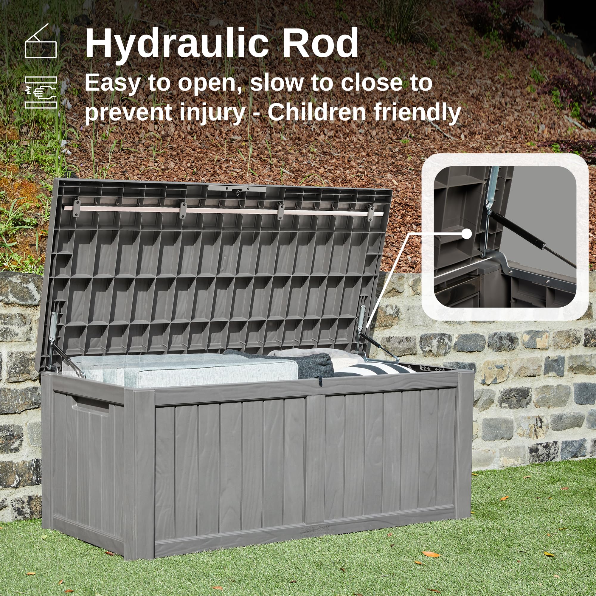 EAST OAK reinforced with stainless steel rods for sturdy bench-like support