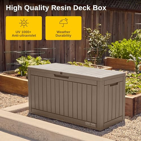 EAST OAK waterproof resin material closeup highlights rustproof protection and long lasting outdoor use