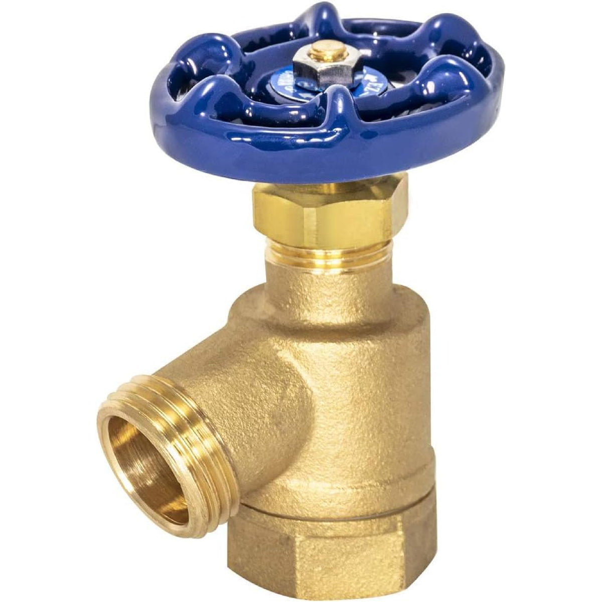 Eastman Bent Nose Garden Valve closeup in brass emphasizing durable outdoor irrigation hardware.