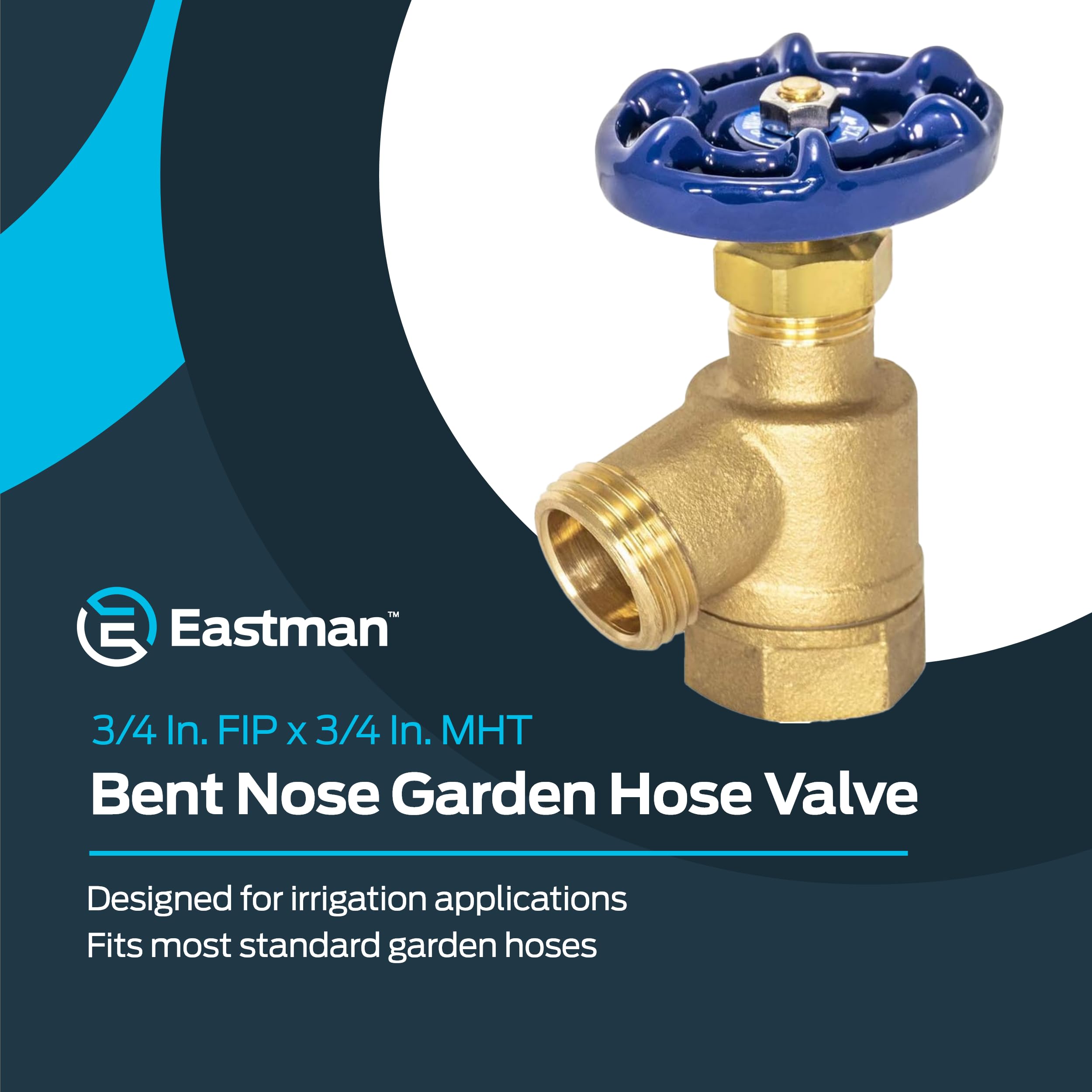 Eastman brass garden valve wall mount shown for easy residential irrigation installation.
