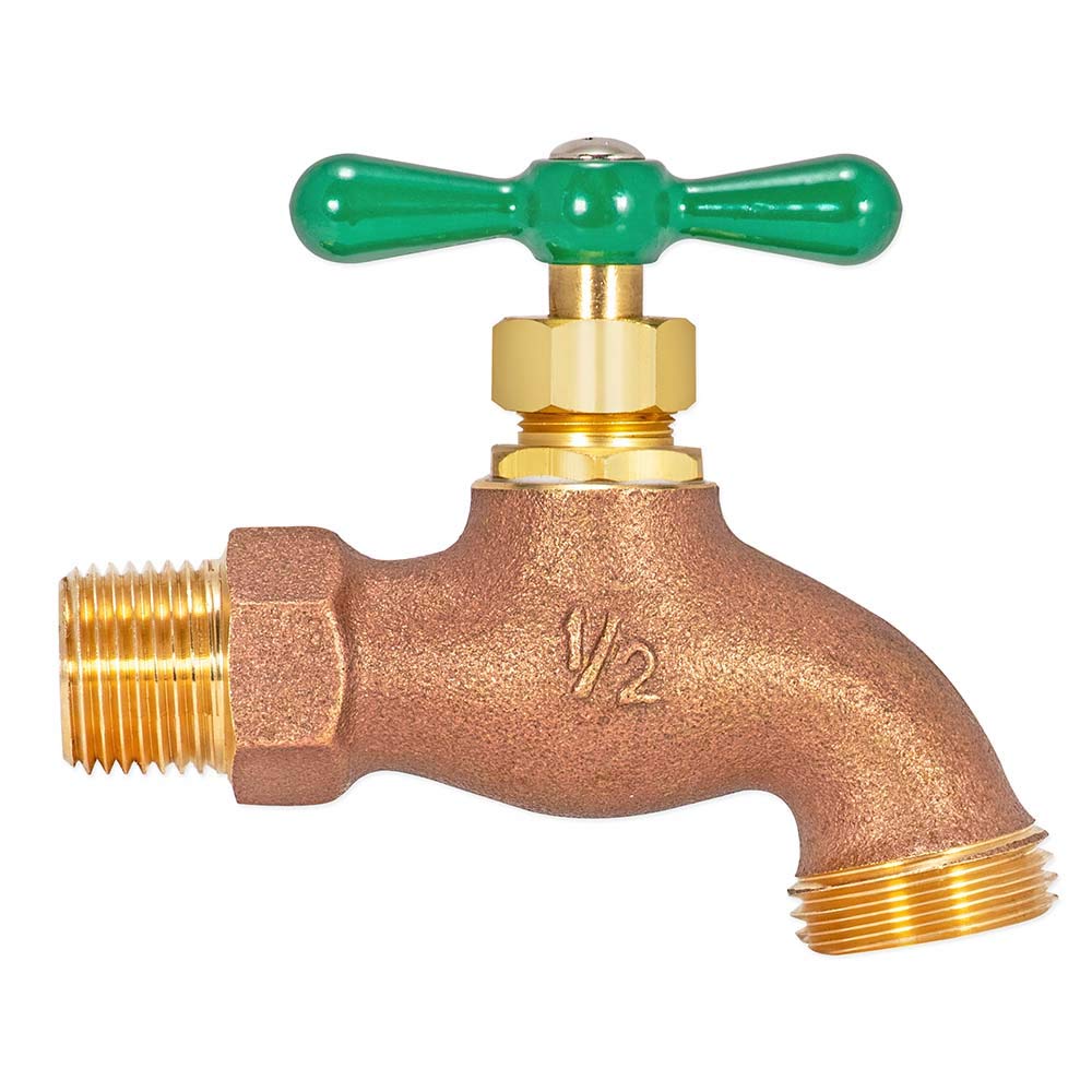 Eastman hose bibb showing 1/2in MIP to 1/2in MHT connections for standard hoses