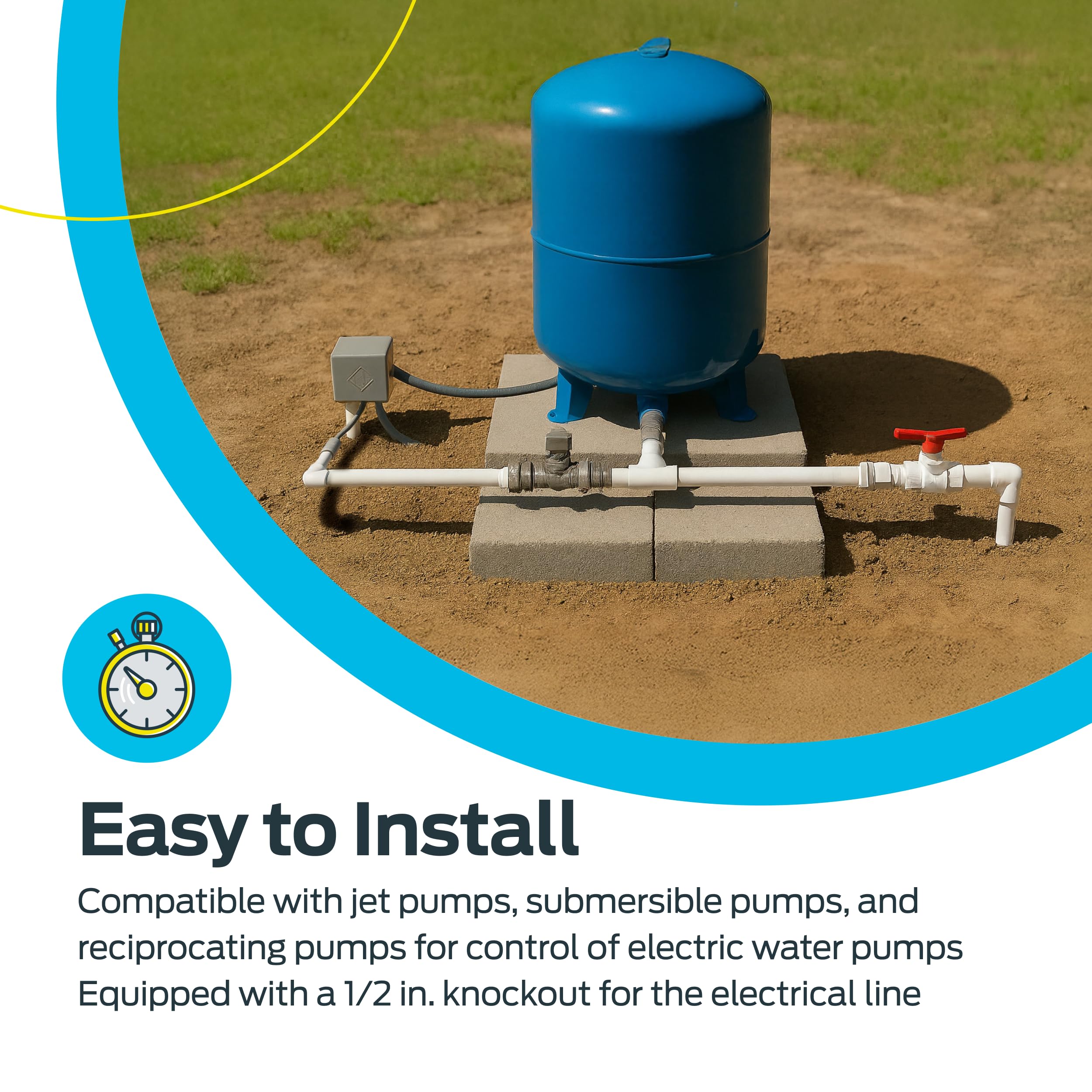 Eastman pressure switch suitable for submersible pumps in residential systems.