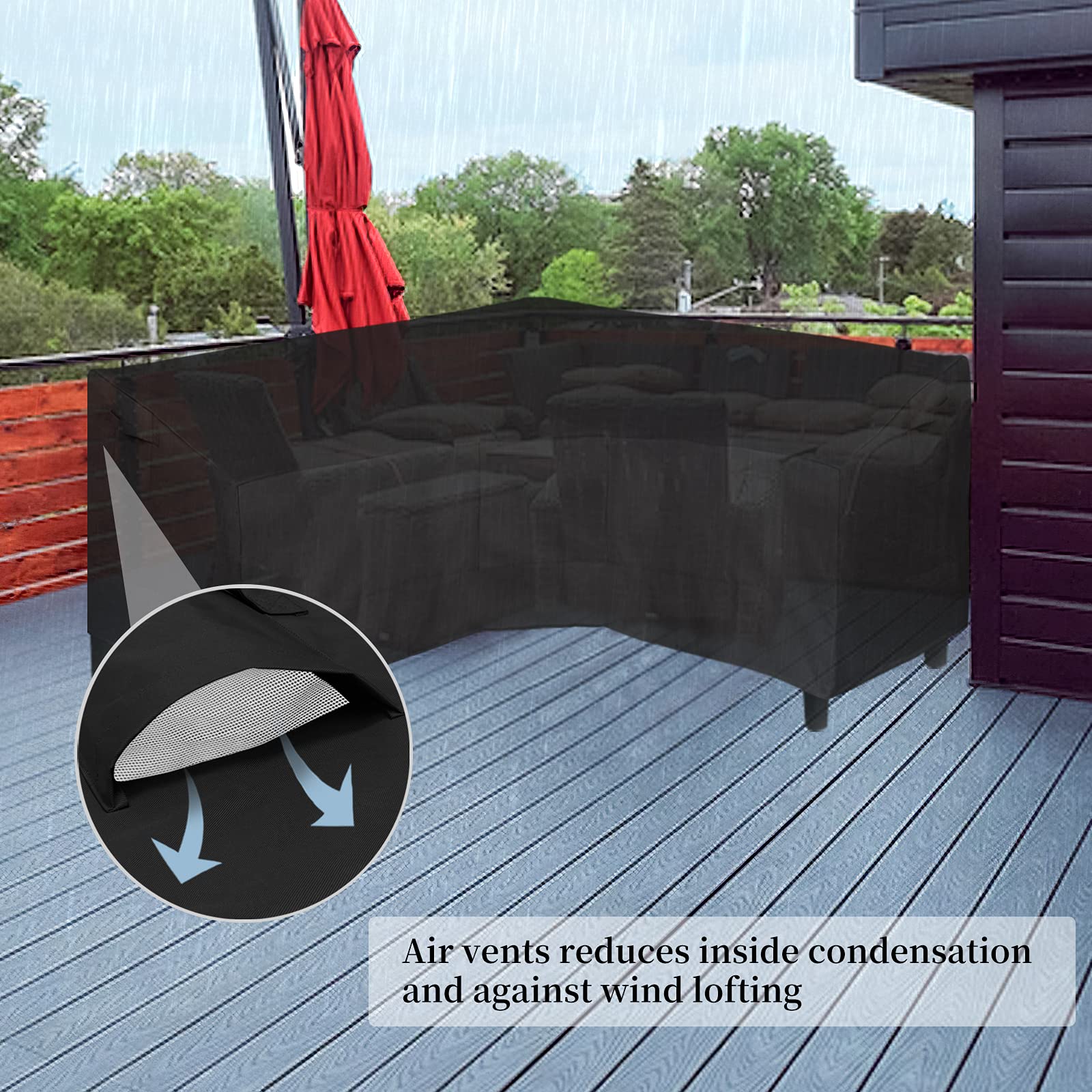 Easy-Going cover fits most V-shaped sofas, 89 inches per side.