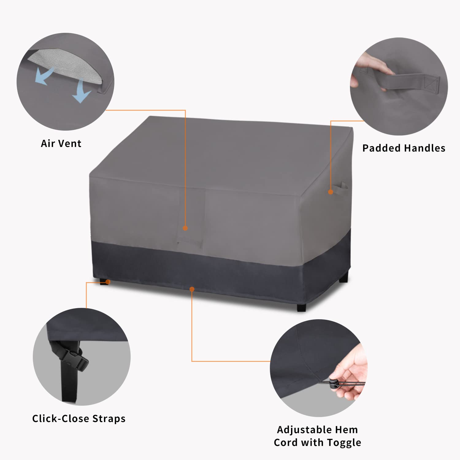 Easy-Going all-around protection for rain, sun, snow, and dust on outdoor furniture.