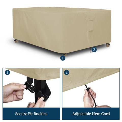 Tight-fit buckles and hem cord ensure a snug cover against winds
