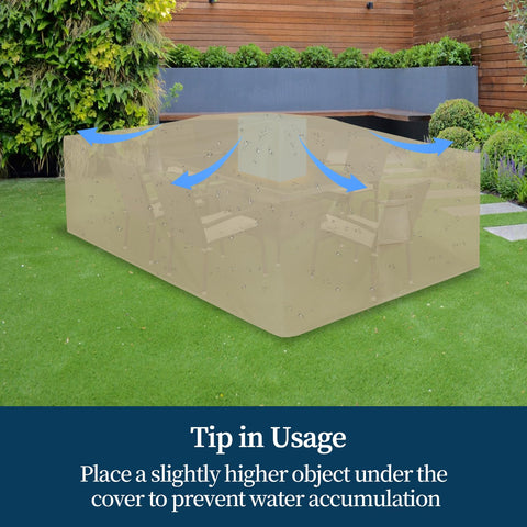 Camel color Easy-Going cover complements outdoor decor while protecting furniture