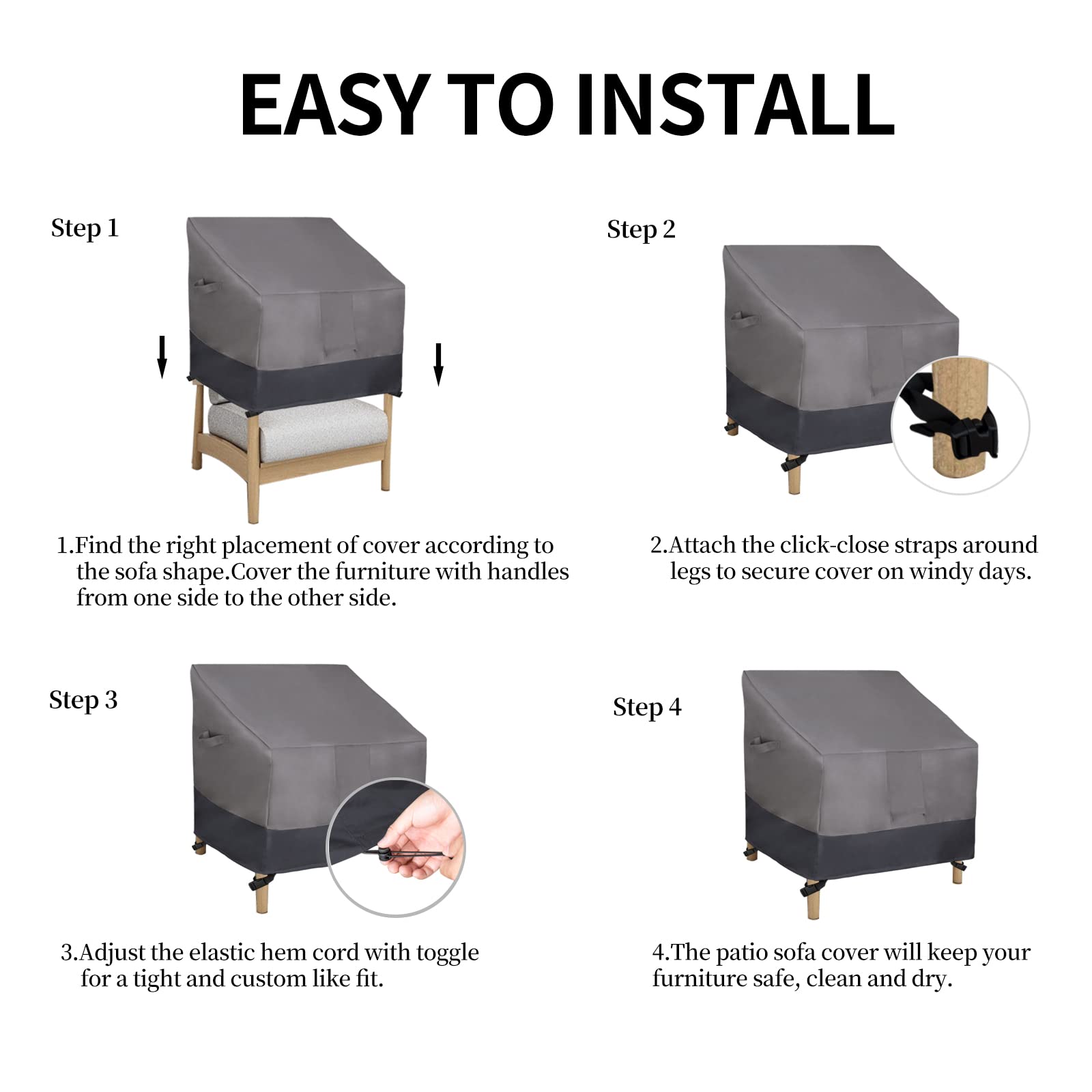 Easy-Going fits standard outdoor chairs for reliable long-term protection.