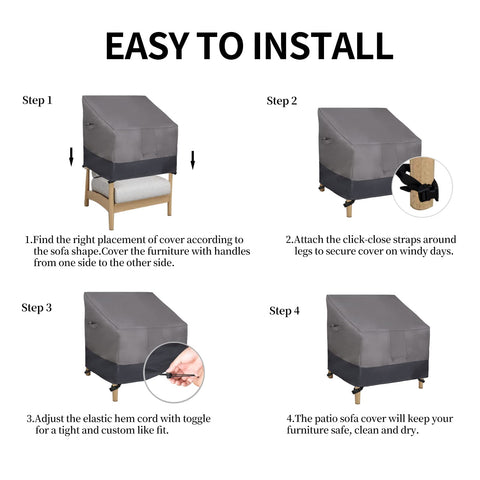 Easy-Going fits standard outdoor chairs for reliable long-term protection.