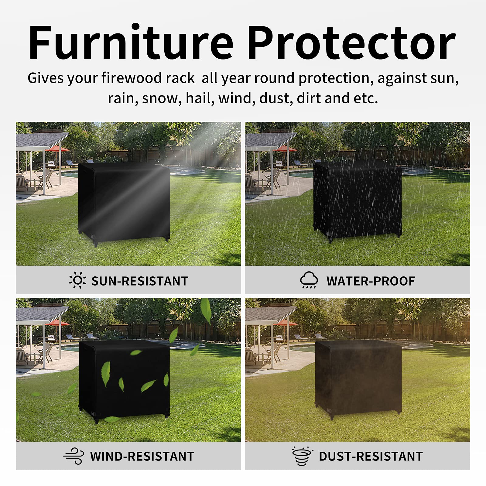 Easy-Going cover-only design protects firewood when the rack is not included.
