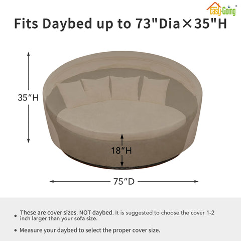 Easy-Going daybed cover waterproof coating close-up showing durable fabric.