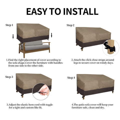Easy-Going loveseat cover is easy to wipe clean after outdoor use
