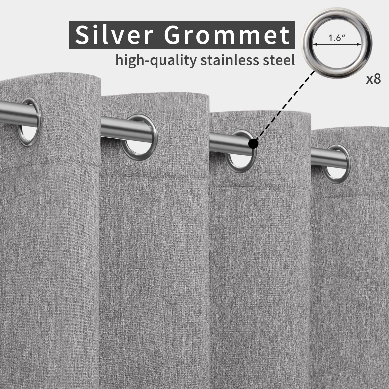 Easy-Going bottom tabs secure the curtain against wind at outdoor spaces.