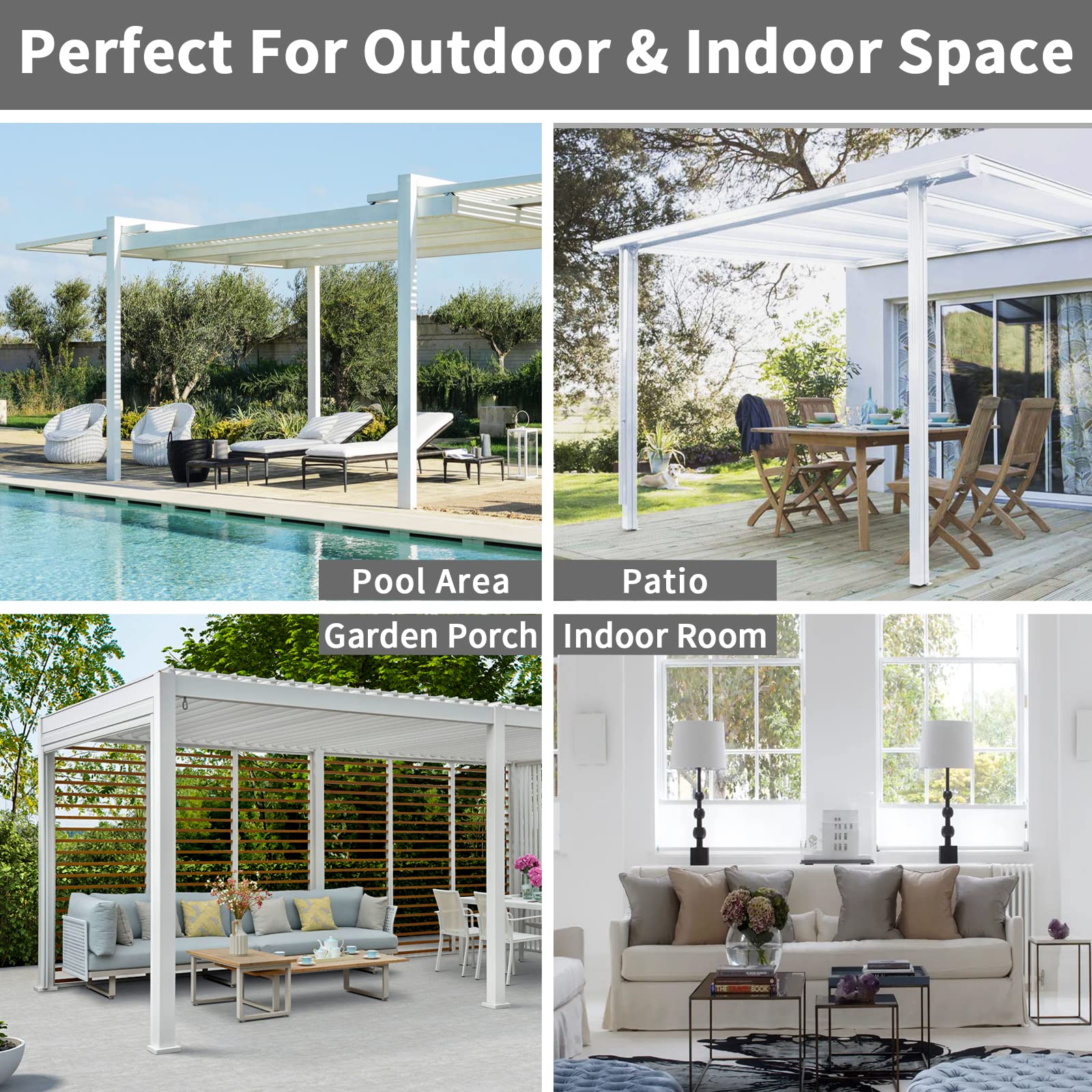 Easy-Going curtain draped on a rod demonstrates casual, refined outdoor style.