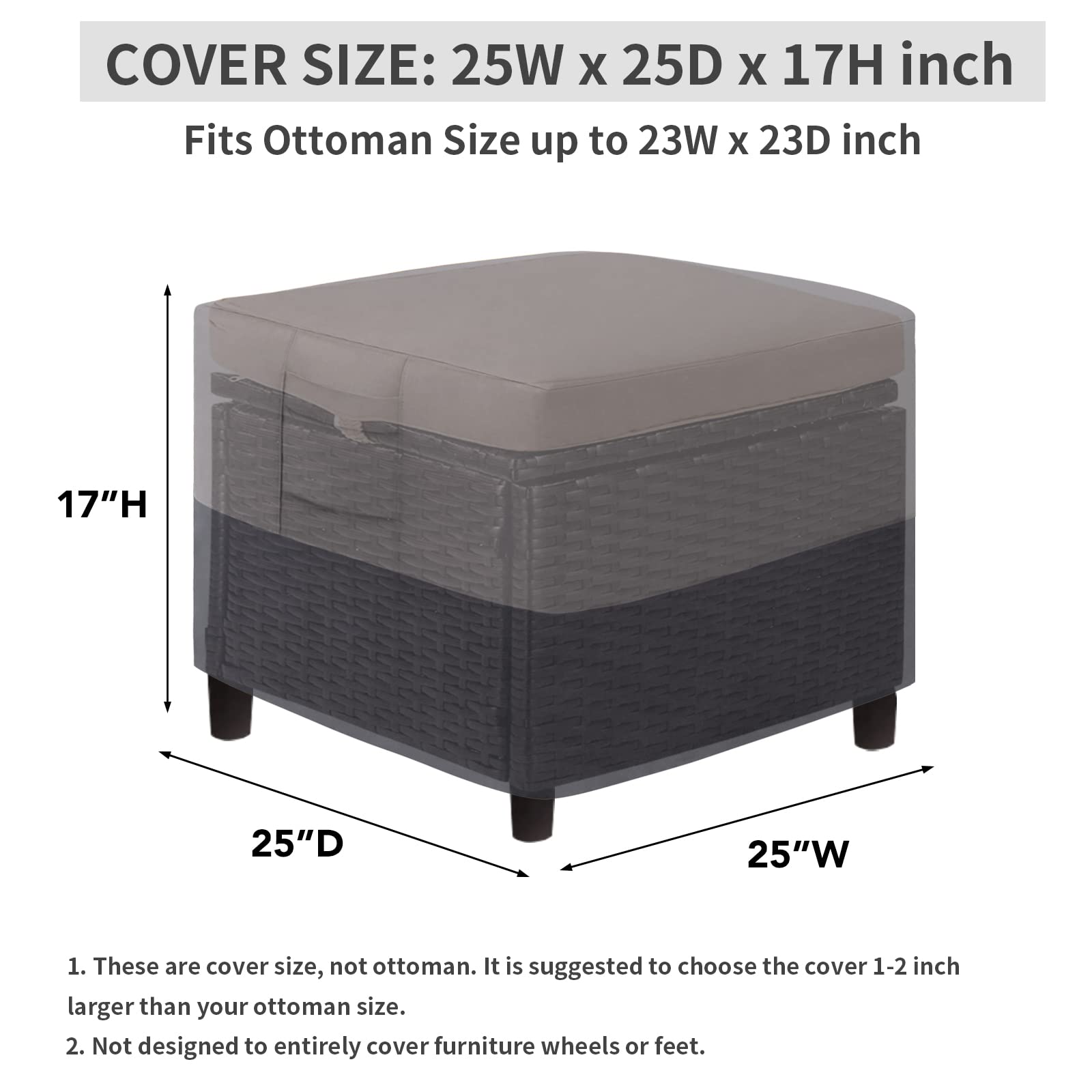 Easy-Going ottoman cover with padded handles eases installation