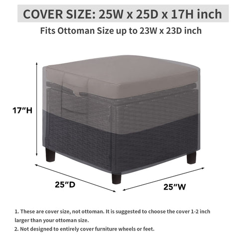 Easy-Going ottoman cover with padded handles eases installation