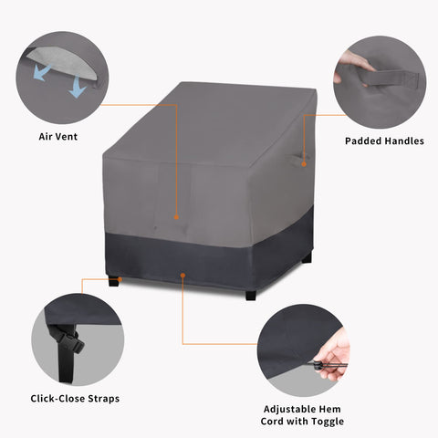 Easy-Going chair cover handles enable quick installation and removal.