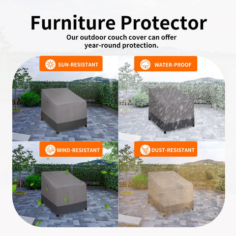 Easy-Going outdoor chair cover heavy-duty fabric resists wear and scratches.
