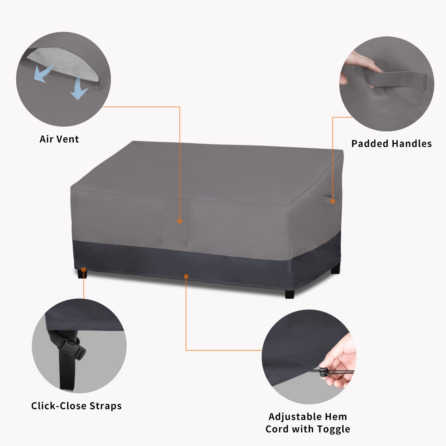 Air vent reduces condensation for comfortable outdoor seating.