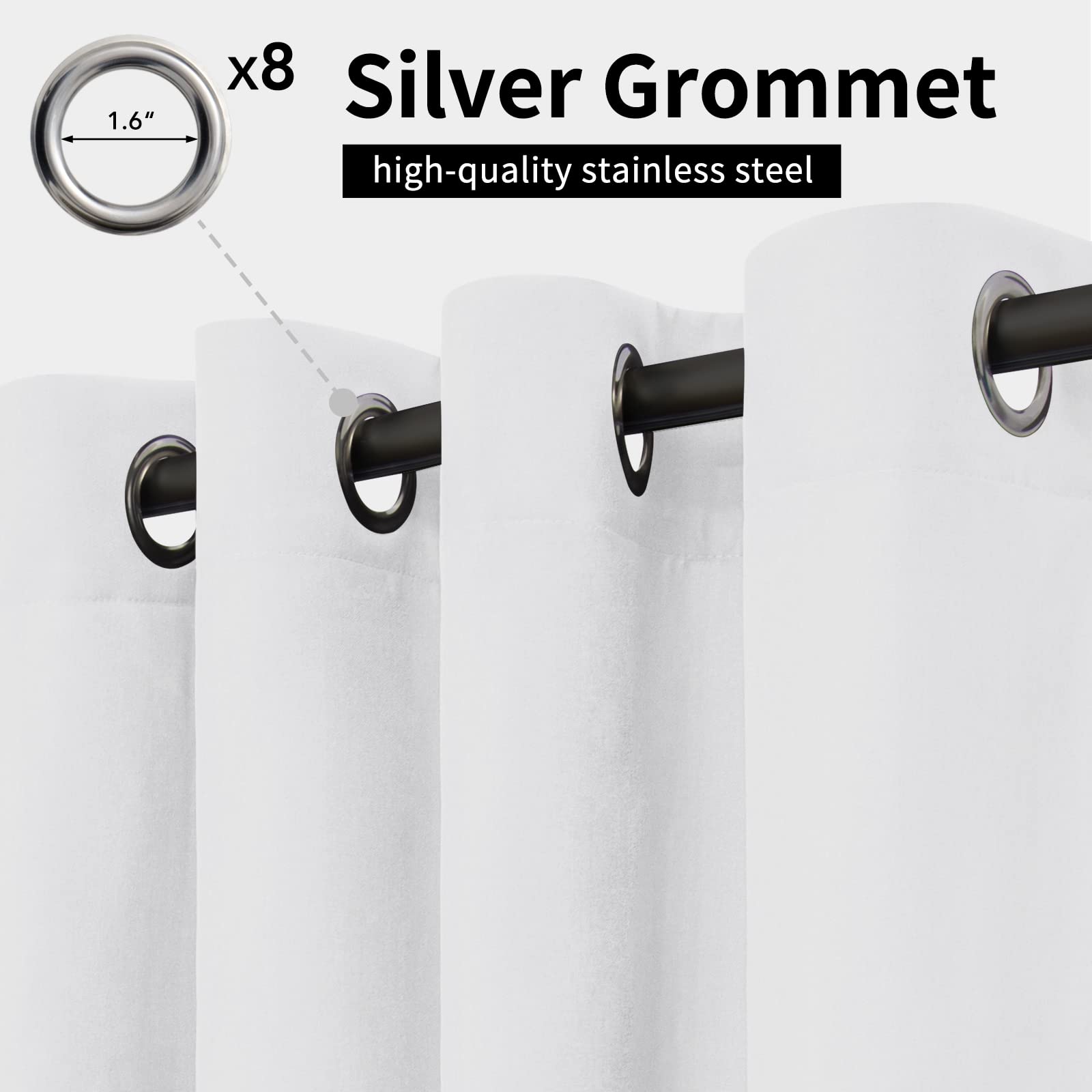 Easy-Going Outdoor Curtain bottom-tab detail illustrates wind resistance for privacy.