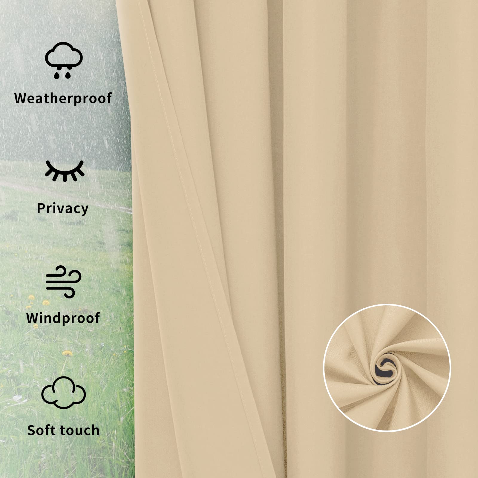 Easy-Going outdoor curtain ideal for porch, gazebo or patio.