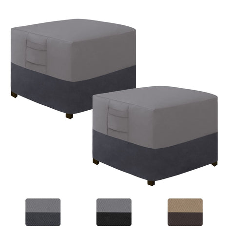 Easy-Going outdoor ottoman cover front view protects 25x25x17-inch furniture from rain and dust.