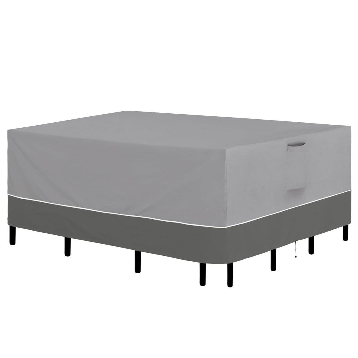 Easy-Going patio cover on a 110x84 rectangle setup protects from rain and dust.