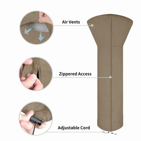 Easy-Going waterproof oxford fabric protects against rain and dust for outdoor heaters.