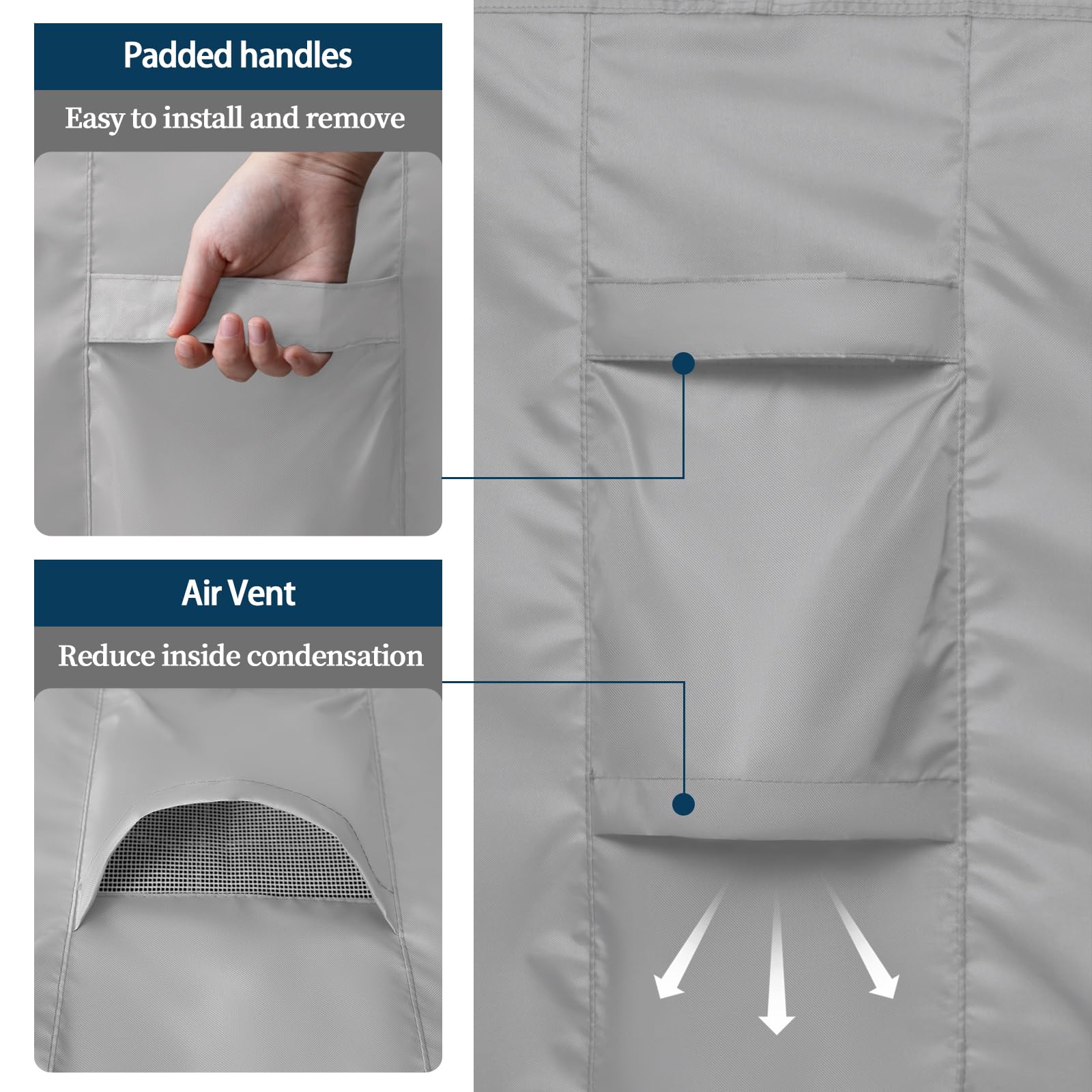 Easy-Going plastic buckles and hem cord offer a tight, adjustable fit.