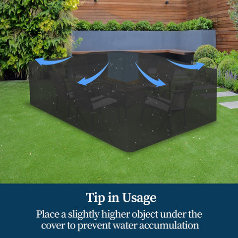 Easy-Going usage tip: elevate top for water flow and airflow