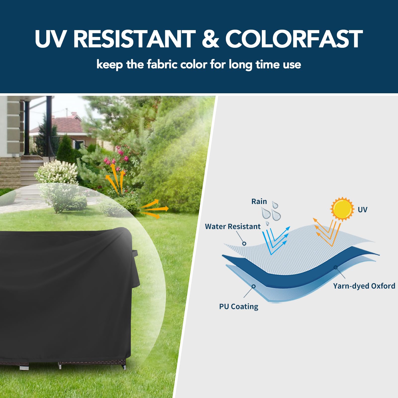 Easy-Going UV-blocking fabric helps prevent fading on sunny days