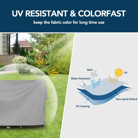 Easy-Going waterproof coating and laminated backing keep furniture dry during rain.