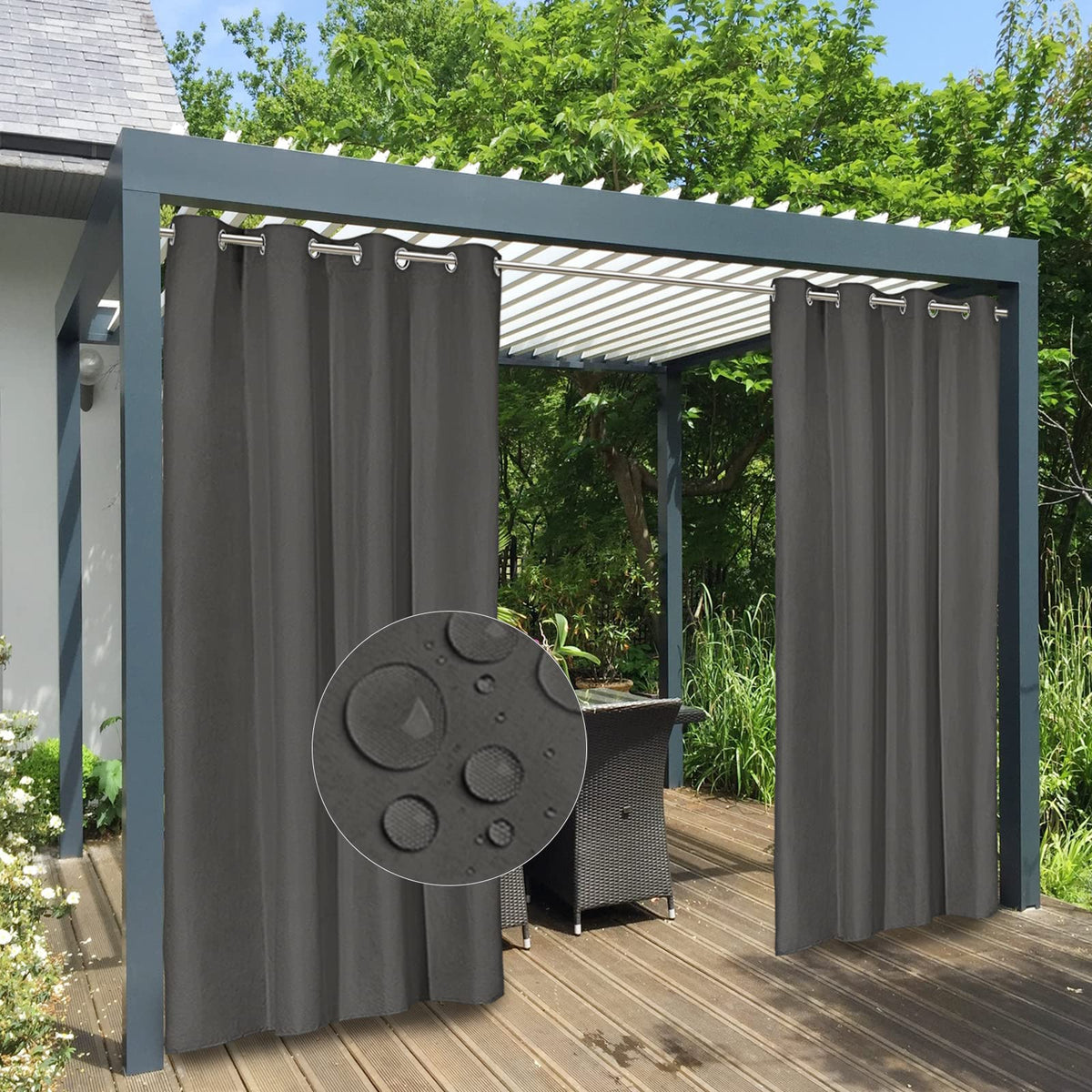 Easy-Going waterproof outdoor curtains for porch with wind protection
