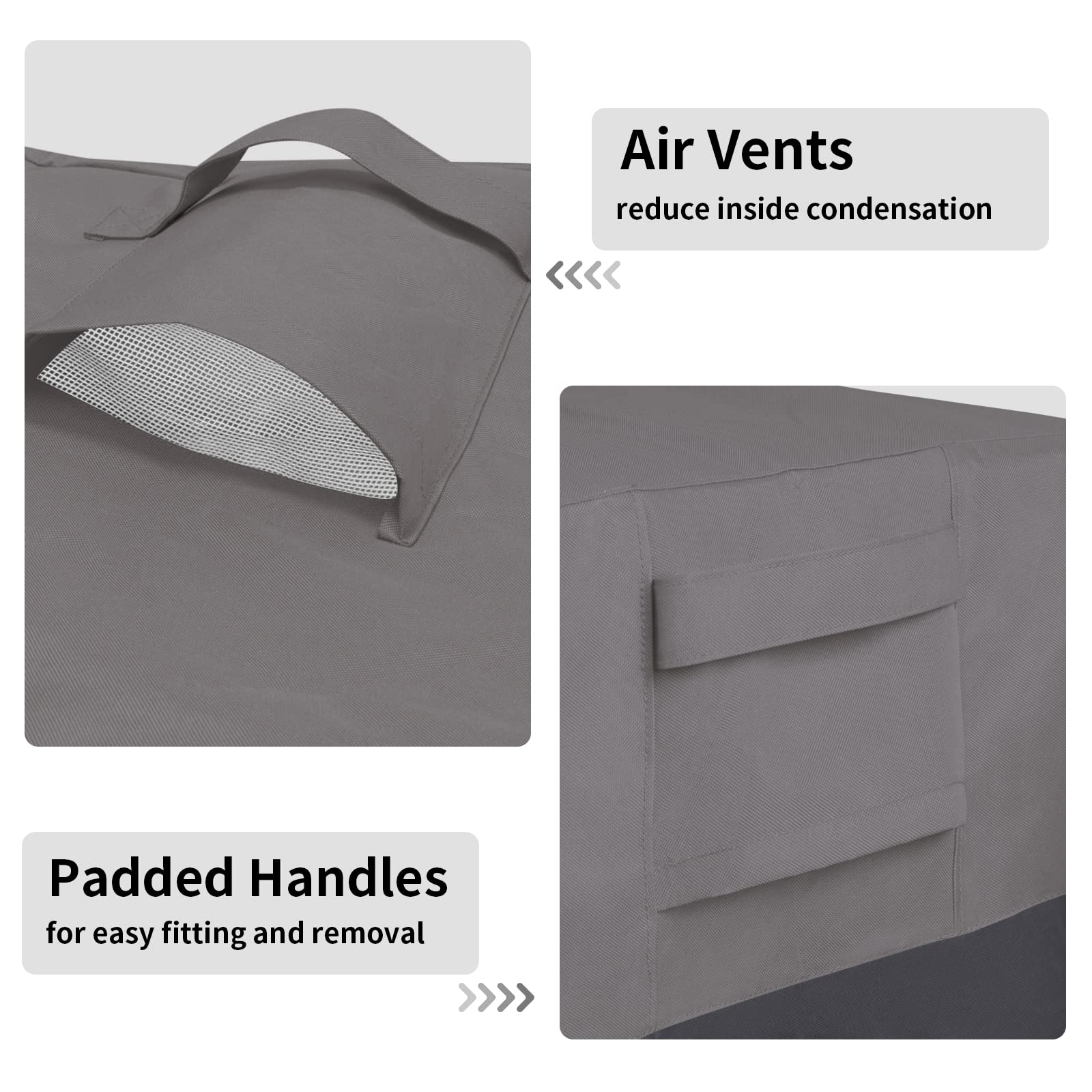 Wind-proof quick-release buckles keep the cover secure outdoors