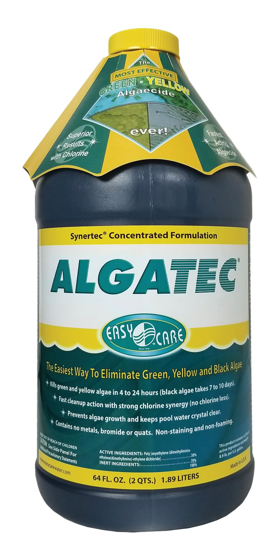 easycare algatec bottle showing the super algaecide-clarifier for ultra-clear pool water