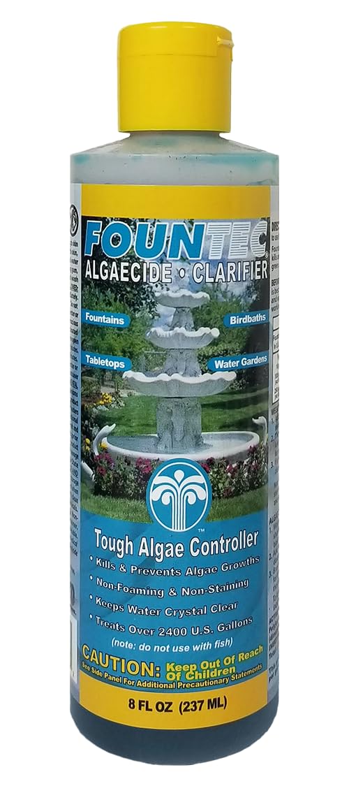 EasyCare FounTec bottle pour shows algaecide action for clearer water.