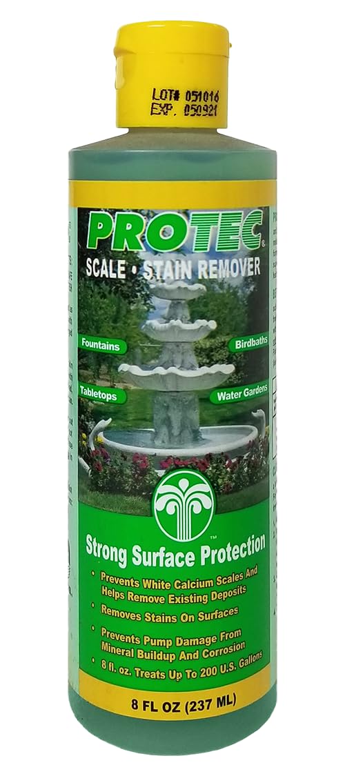 EasyCare ProTec scale-stain remover bottle front for fountains and birdbaths.