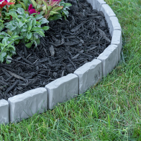 EasyFlex edging installed on landscape fabric to prevent weeds