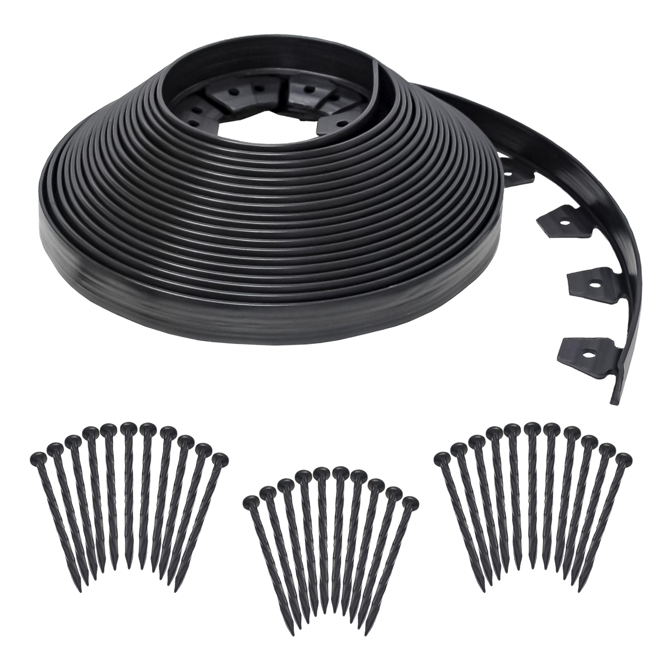 EasyFlex No-Dig edging coil defines a sharp lawn border for a polished look