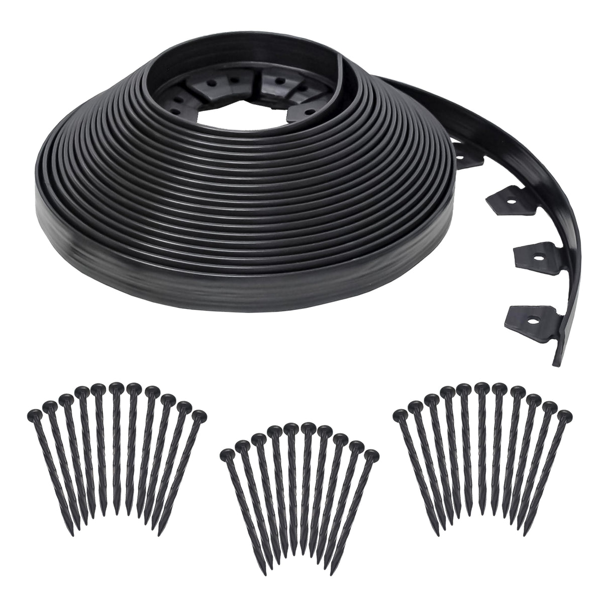 EasyFlex No-Dig edging coil defines a sharp lawn border for a polished look