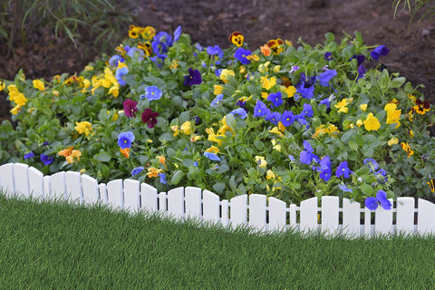 EasyFlex No-Dig edging spikes installed for secure ground anchoring.