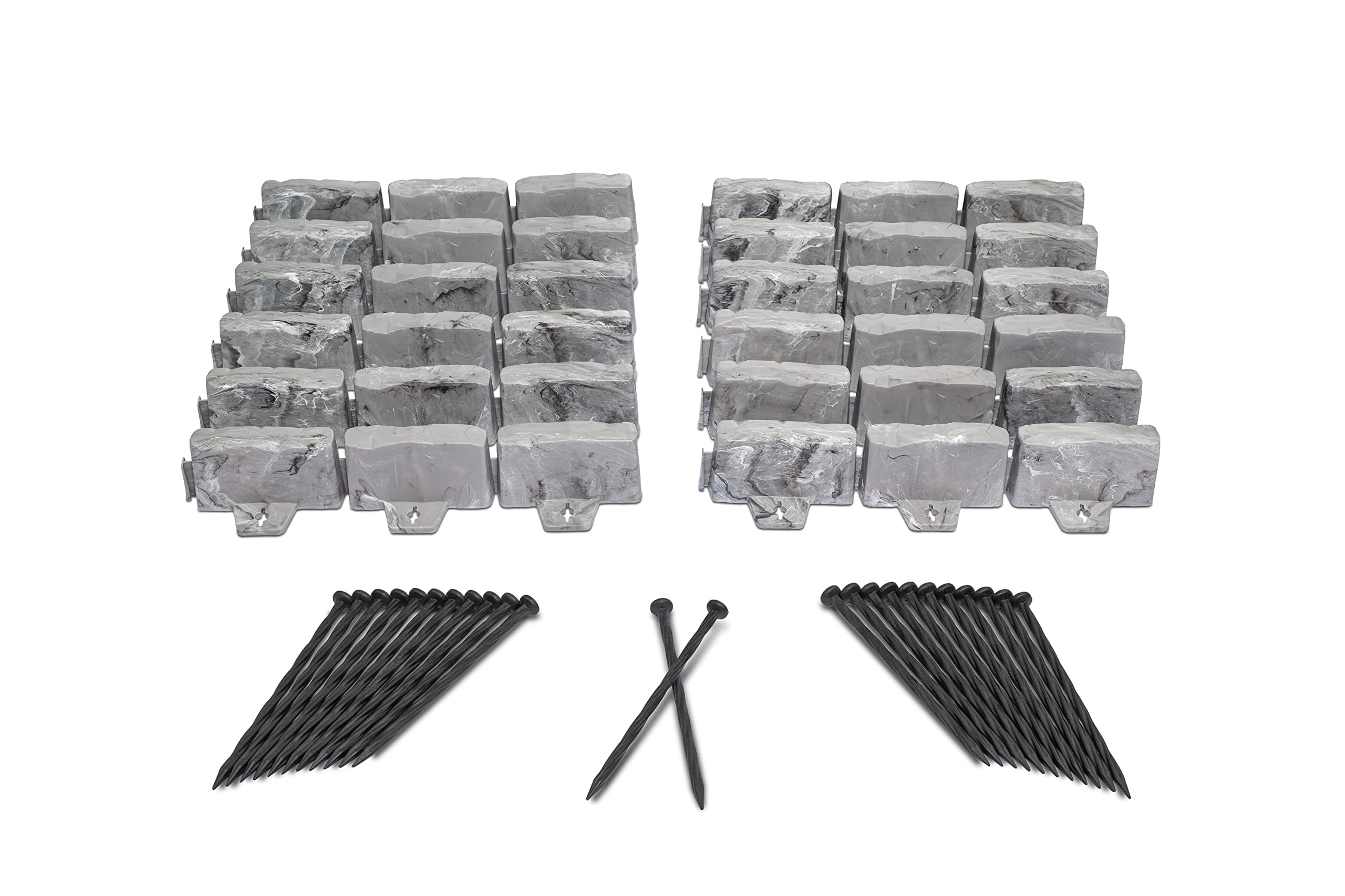 EasyFlex no-dig landscape edging stone-look piece provides rustic, easy-to-install border.