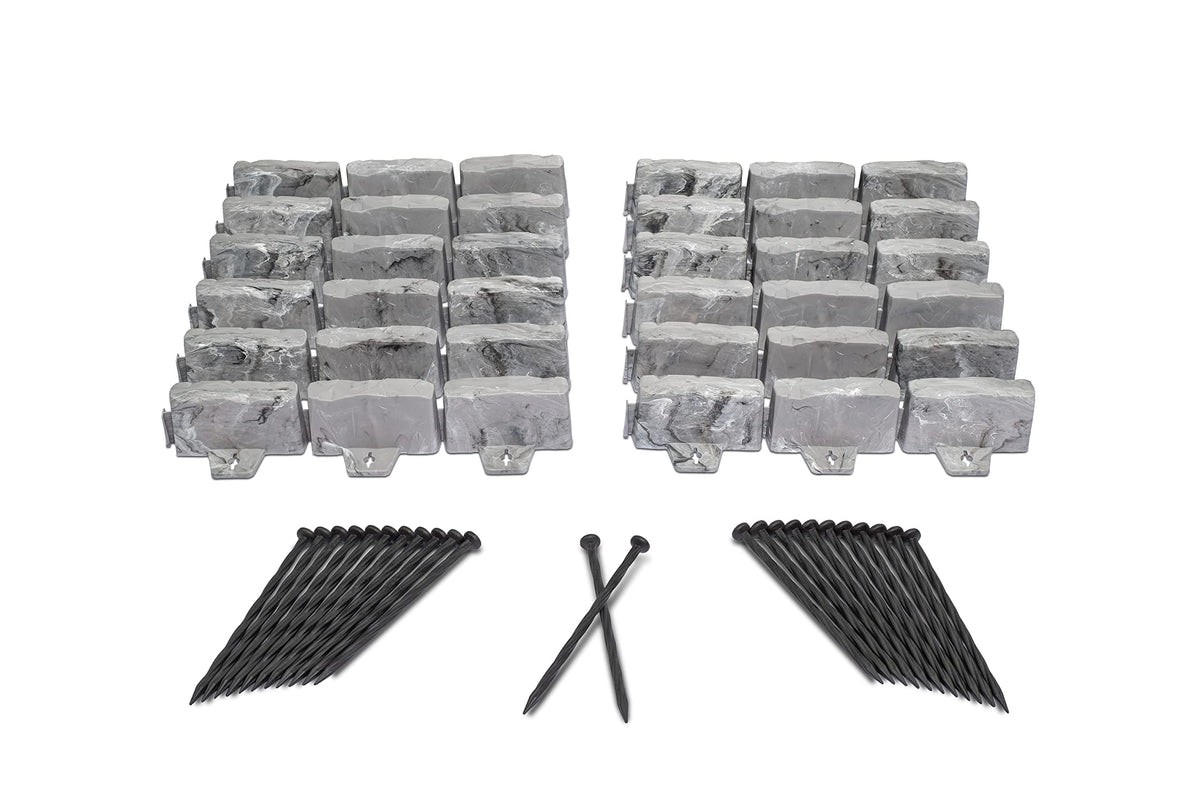 EasyFlex no-dig landscape edging stone-look piece provides rustic, easy-to-install border.