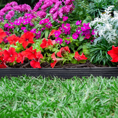 EasyFlex edging works with weed fabric to enhance containment.