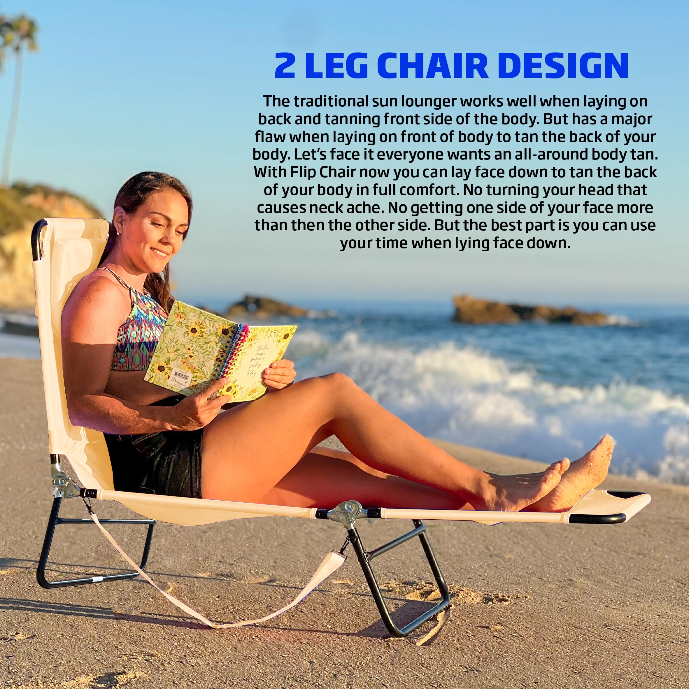 EASYGO backrest adjustable tan chair set at a comfortable angle