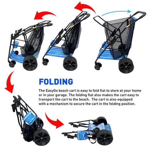 EasyGo Deluxe 10-inch wheels on sand navigate beach terrain.