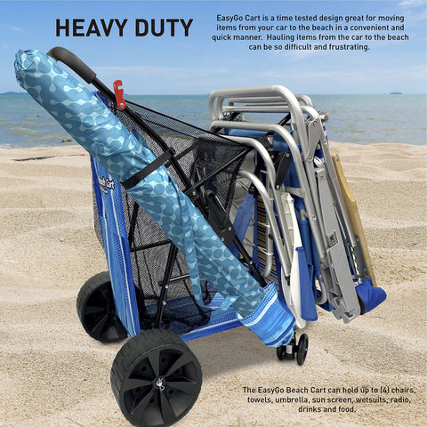 EasyGo Deluxe Beach Cart folding design for compact storage.