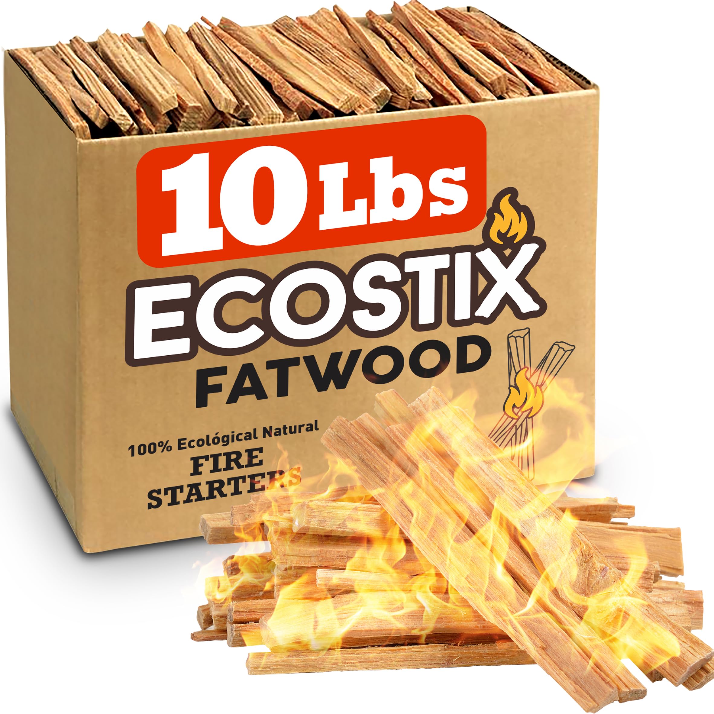 EASYGO Eco-Stix bulk 10lb pack ready to light a fire with minimal effort.