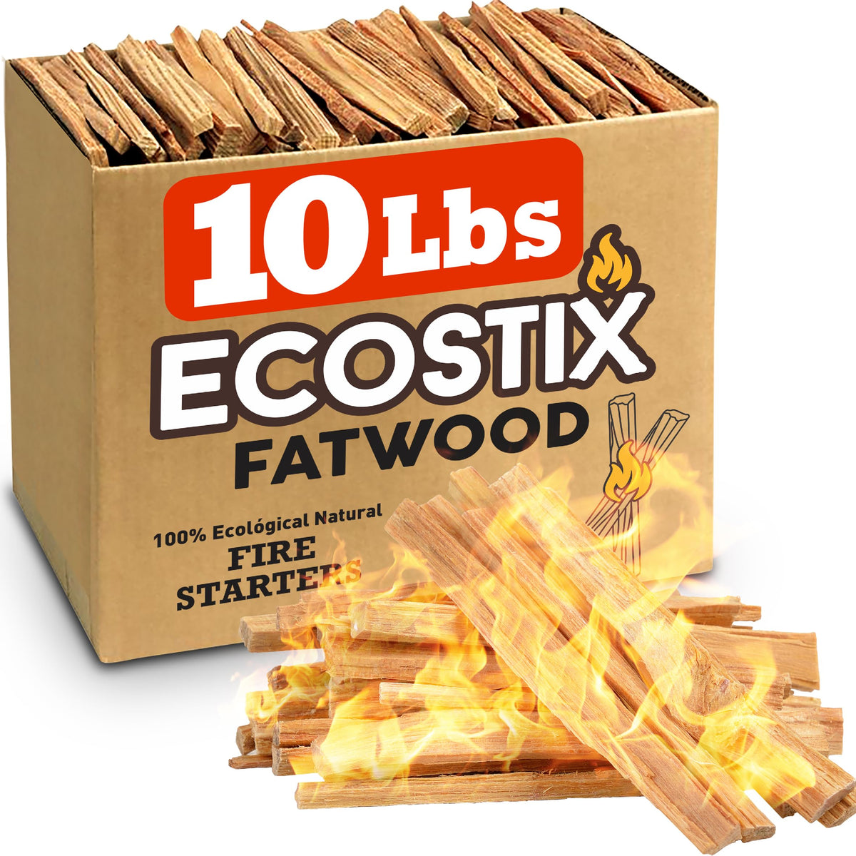 EASYGO Eco-Stix bulk 10lb pack ready to light a fire with minimal effort.