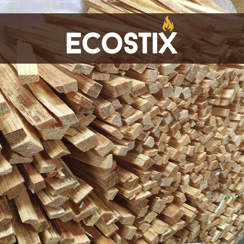 Eco-Stix resin-rich interior close-up showing natural ignition aid.