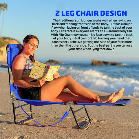 EasyGO Face Down Tanning Chaise chair with two legs support ensures sturdy stability.